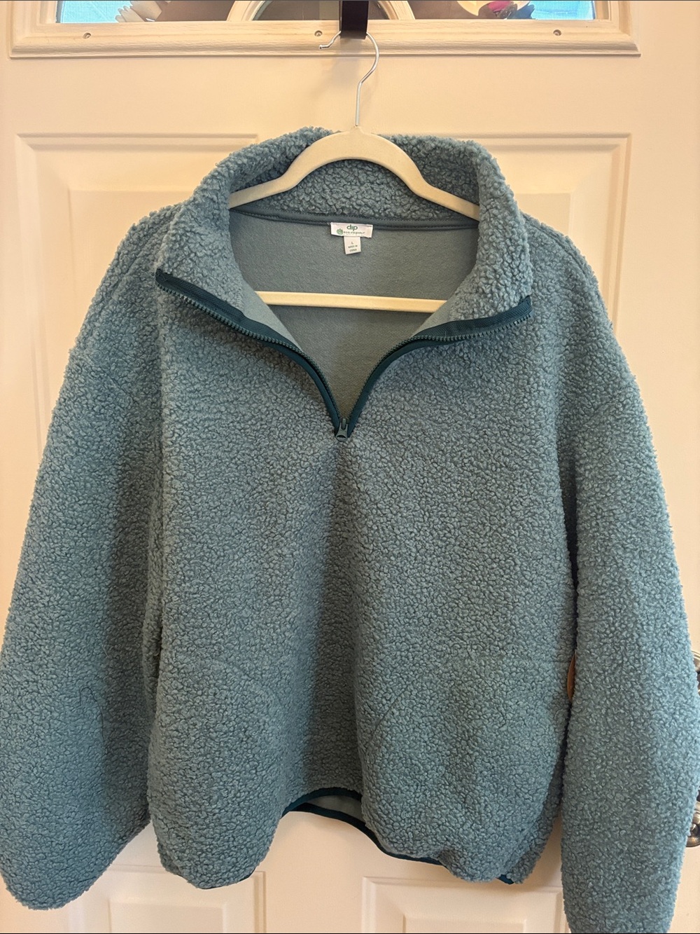 Dip Cozy Light Teal Sherpa Half-Zip Pullover